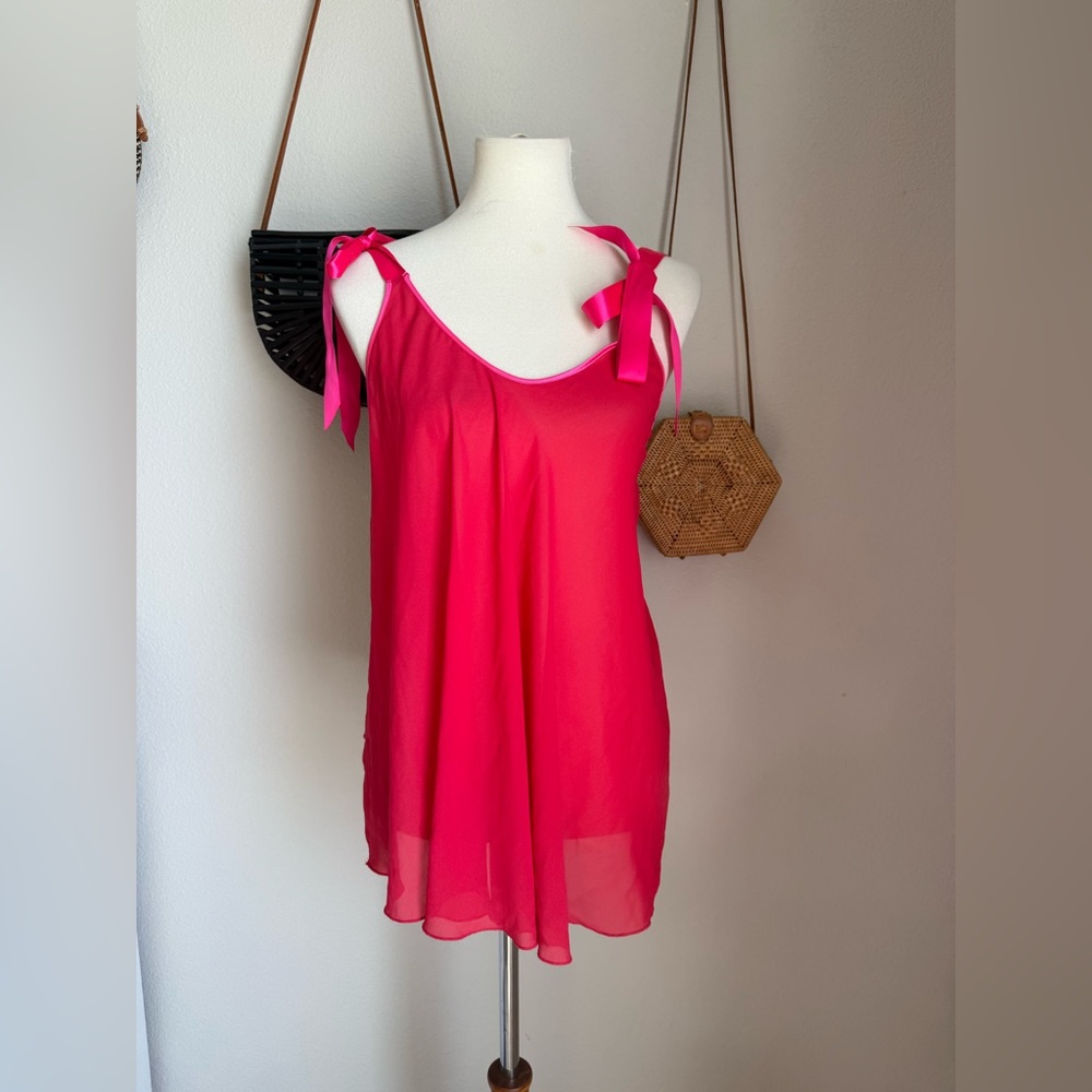 Victoria’s Secret Red & Pink Negligee Top Slip Dress, Size Large